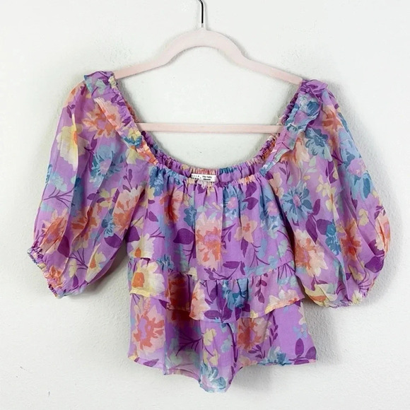 Billabong Salty Blonde Sweetest Ever Baby Doll Crop Top in Lovin Lilac size S - Picture 4 of 15